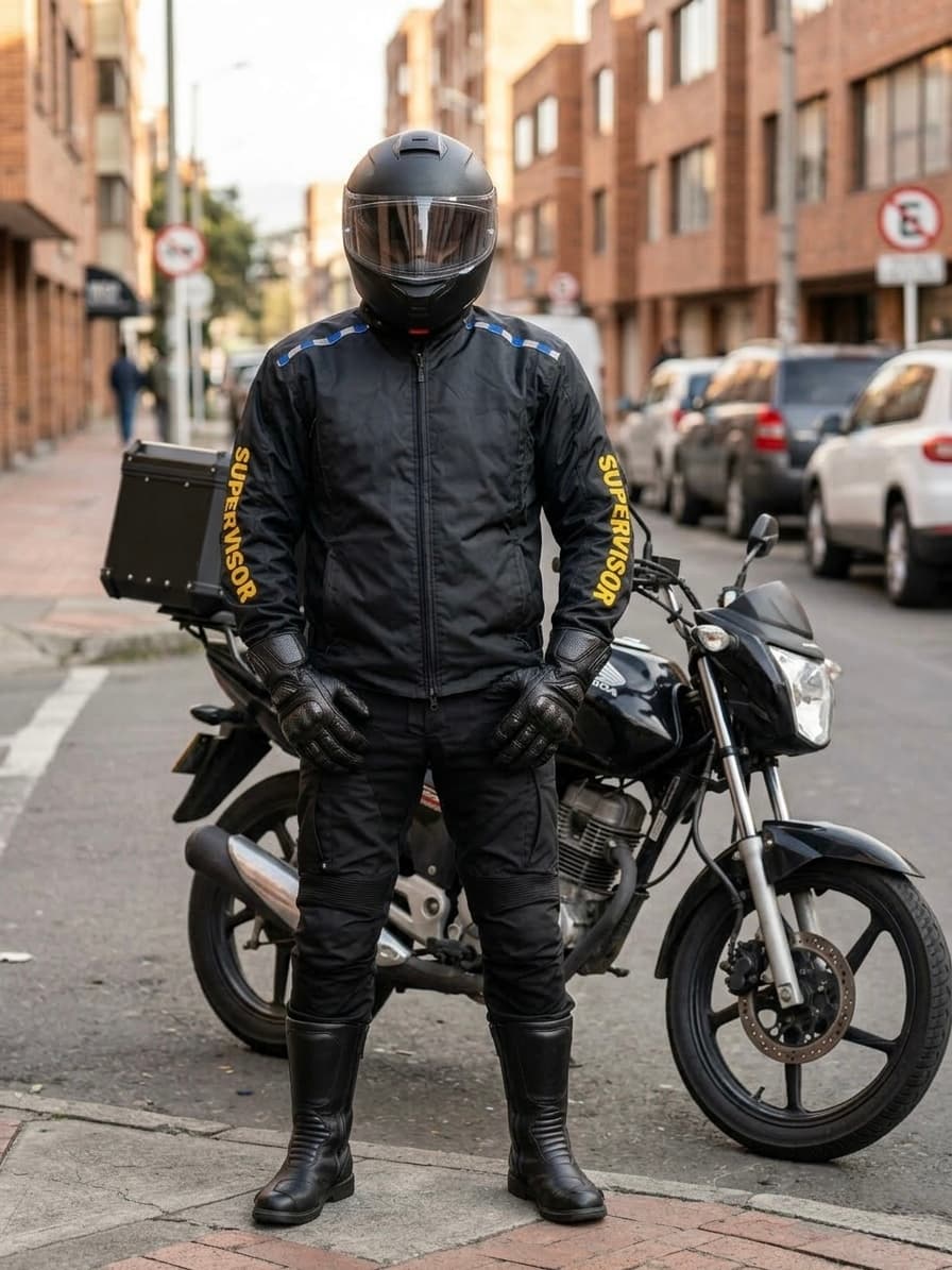 Mensajero motorizado con traje antifriccion completo Sequoia Speed